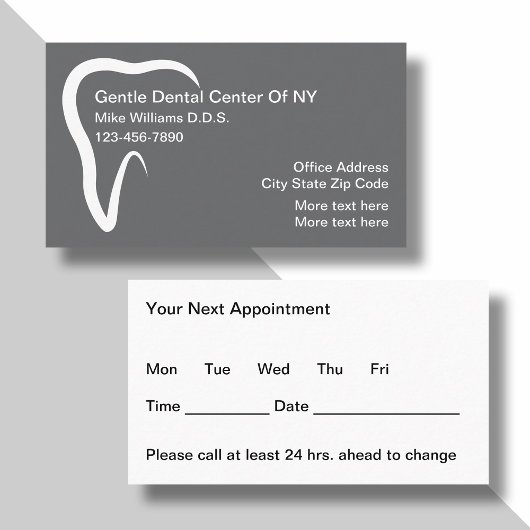 Dentist Office Appointment Business Card Template 名刺