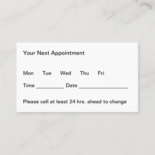 Dentist Office Appointment Business Card Template 名刺 (裏面)