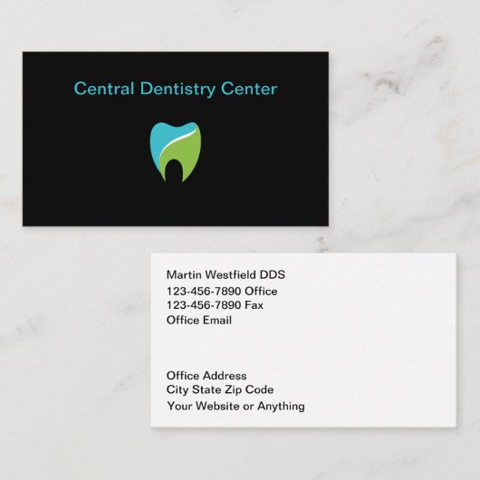Dentist Office Modern Tooth Graphic 名刺 (正面/裏面)