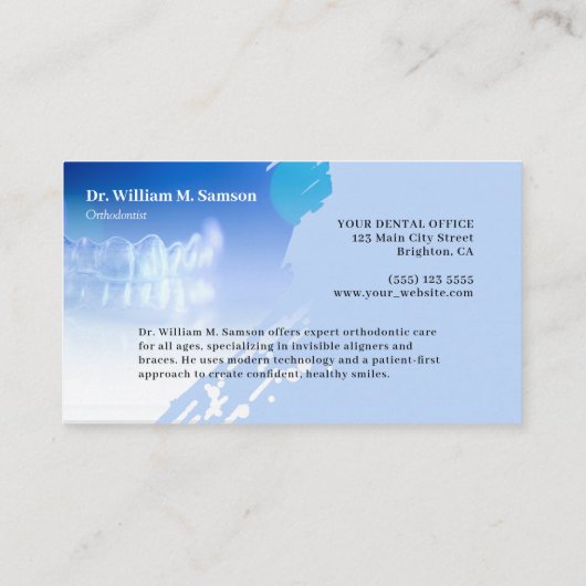 Dentist or Orthodontist modern invisible aligner 名刺 (裏面)