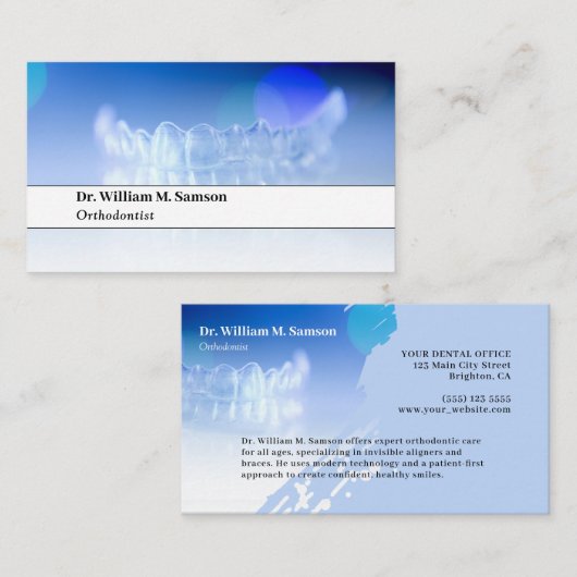Dentist or Orthodontist modern invisible aligner 名刺 (正面/裏面)