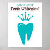 Dentist Poster Cute Tooth Crown Logo Blue ポスター (正面)