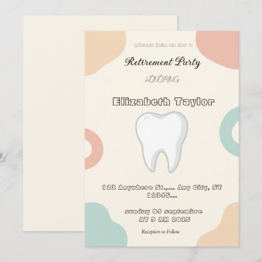 Dentist retirement invitation -Thank You Dentist 招待状 (正面/裏面)