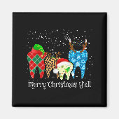 Dentist Teeth Santa Hat Leopard Plaid Dental Merry マグネット (正面)