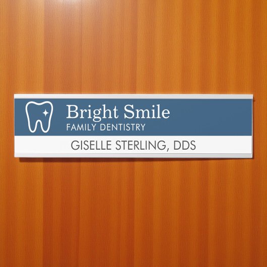 Dentist Tooth Logo Navy Blue Modern Office サインプレート