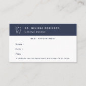 Dentist Tooth Logo Simple Blue Appointment 名刺 (正面)