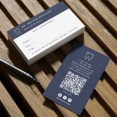 Dentist Tooth Logo Simple Blue Appointment 名刺