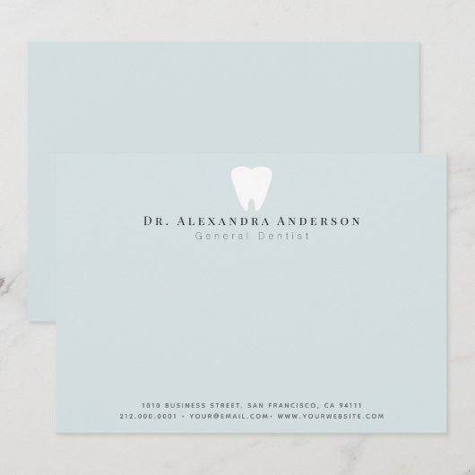Dentist White Teeth Light Blue ノートカード (正面/裏面)