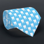 Dentistry neck tie for dentist or dental hygienist ネクタイ<br><div class="desc">Dentistry neck tie with blue and white tooth print. Cute gift idea for dentist or dental hygienist. Custom background color. Great for dental clinic owner,  boss,  employee,  coworker,  colleague,  staff,  personnel,  groom etc. Wisdom teeth pattern design.</div>