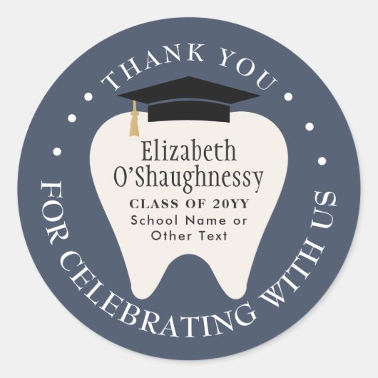  Dentistry School Tooth Graduation Thank You ラウンドシール (正面)