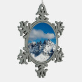 Dents du Midi Switzerlandホリデーカードポスターフォト スノーフレークピューターオーナメント (左)
