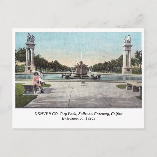 DENVER City Park, Sullivan Gateway c1920sヴィンテージ ポストカード (正面)