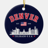 Denver Colorado Cityscape Design セラミックオーナメント (正面)