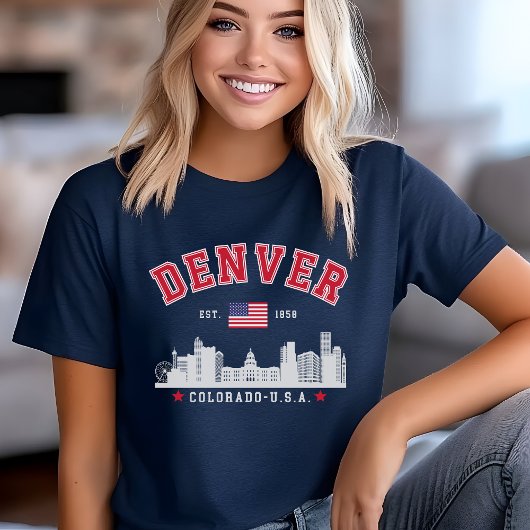 Denver Colorado Cityscape Design トライブレンドＴシャツ