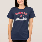 Denver Colorado Cityscape Design トライブレンドＴシャツ (正面)