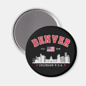 Denver Colorado Cityscape Design マグネット (正面/裏面)