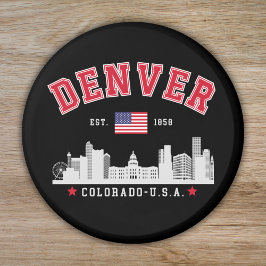 Denver Colorado Cityscape Design マグネット