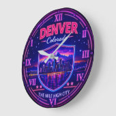 Denver Colorado Mile High City Neon ラージ壁時計 (傾斜)
