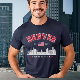 Denver Colorado Modern Skyline City Tシャツ