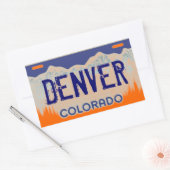 Denver Colorado orange blueライセンスプレートスタンプ 長方形シール (封筒)