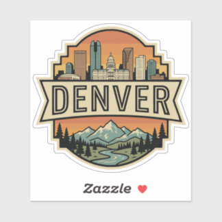 Denver Colorado Skyline Vintage Travel Badge  シール