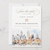 Denver Colorado Skyline Water 結婚 color's Photo セーブザデート (正面)