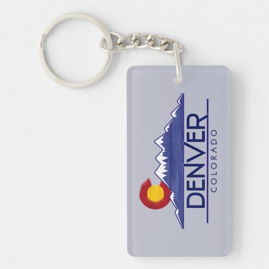 Denver Colorado wood mountains keychain キーホルダー (正面)