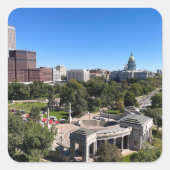 Denver Downtown Skyline Colorado Capitol Dome  スクエアシール (正面)