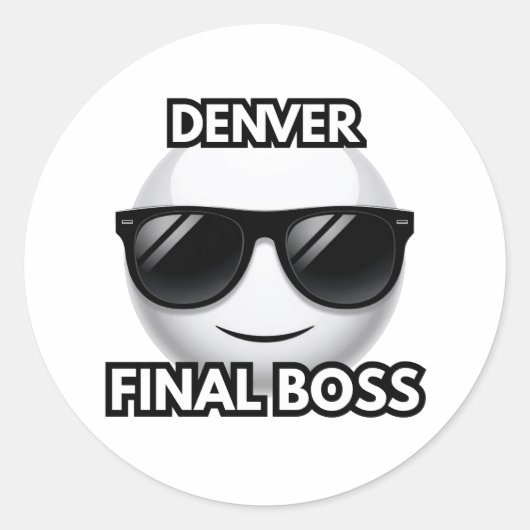 Denver Final Boss Cool Emoji Sticker ラウンドシール (正面)