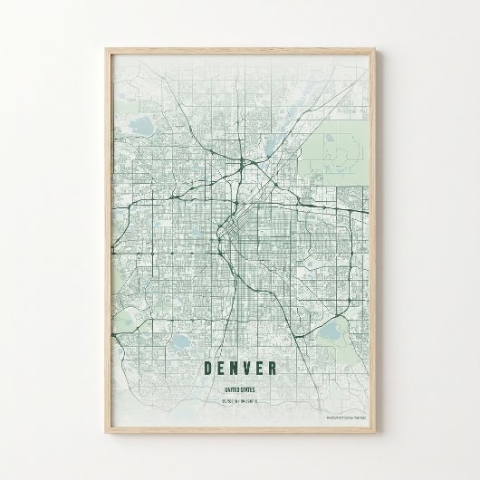 Denver Map Emerald Colorado City Poster Wall Art ポスター