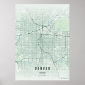 Denver Map Emerald Colorado City Poster Wall Art ポスター (正面)