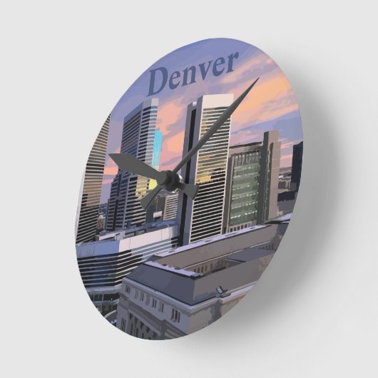 Denver Skyline ラウンド壁時計 (傾斜)