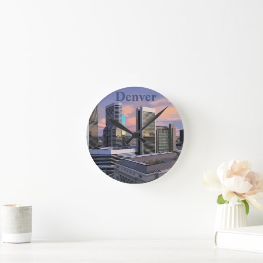 Denver Skyline ラウンド壁時計 (ホーム)