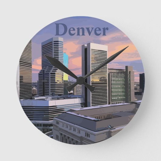 Denver Skyline ラウンド壁時計 (正面)