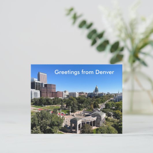 Denver Skyline View Capitol Building Personalize ポストカード (スタンド正面)
