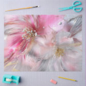 deocupage抽象芸術繊細なフローラ花びらピンク 薄葉紙 (クラフト)