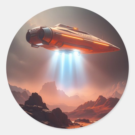Departure Point – Sci-Fi Travel Art クラシック ラウンド ラウンドシール (正面)