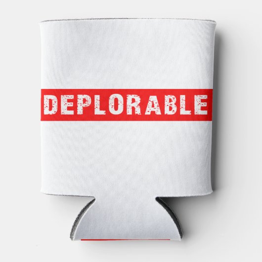 DEPLORABLE WHITE on Red 缶クーラー (正面)