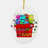 Deplorablesの切札の愛らしいDeplorablesのバスケット セラミックオーナメント (正面)