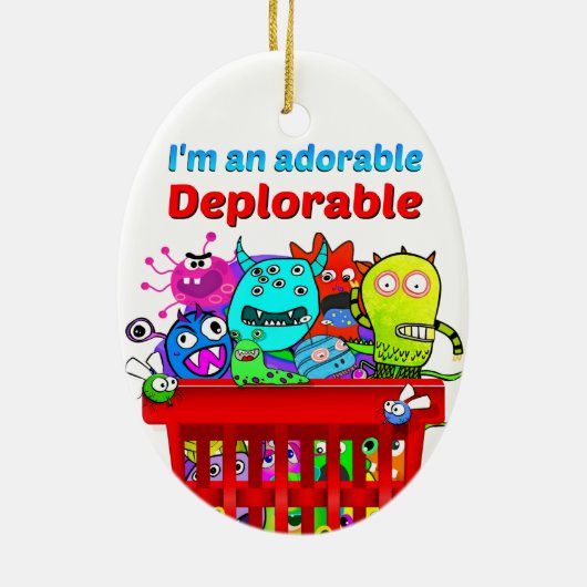 Deplorablesの切札の愛らしいDeplorablesのバスケット セラミックオーナメント (裏面)