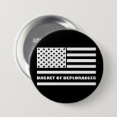 Deplorablesの米国旗のバスケットはラインを薄くします 缶バッジ (正面&裏面)