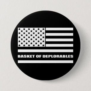 Deplorablesの米国旗のバスケットはラインを薄くします 缶バッジ
