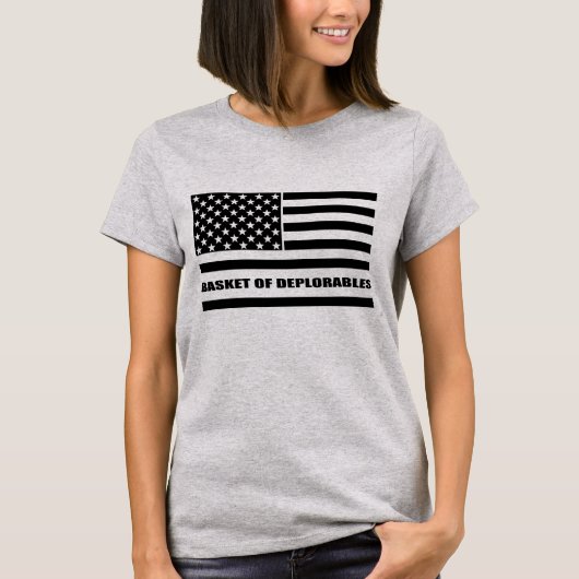 Deplorablesの米国旗のバスケットはラインを薄くします Tシャツ (正面)