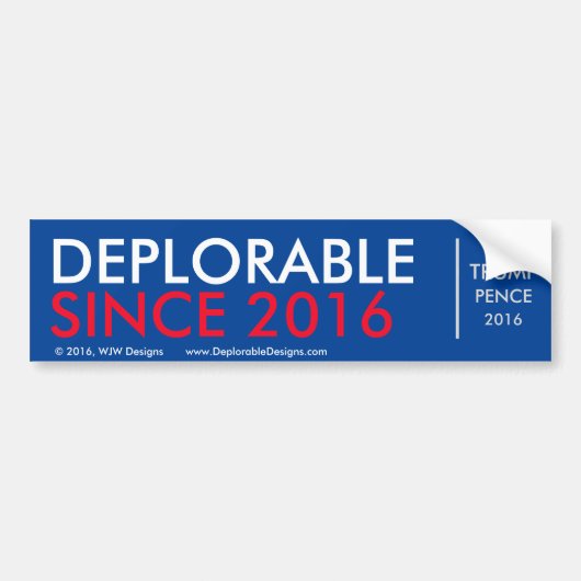 DeplorableSince2016 バンパーステッカー (正面)