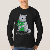 Depression Awareness Month Green Ribbon Cat Tシャツ (正面)