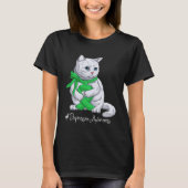 Depression Awareness Month Green Ribbon Cat Tシャツ (正面)