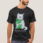 Depression Awareness Month Green Ribbon Cat Tシャツ (正面)