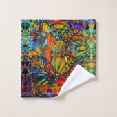 Deprise著蝶アートワークを突破 バスタオルセット (ウォッシュタオル)