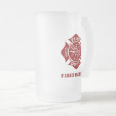 Dept/消防士16ozの曇らされたガラスのマグを始動させて下さい フロストグラスビールジョッキ (正面右)