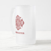 Dept/消防士16ozの曇らされたガラスのマグを始動させて下さい フロストグラスビールジョッキ (正面左)